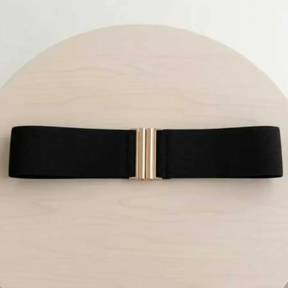 Ladies Fashionable Wide Elastic Ladies Black Belt